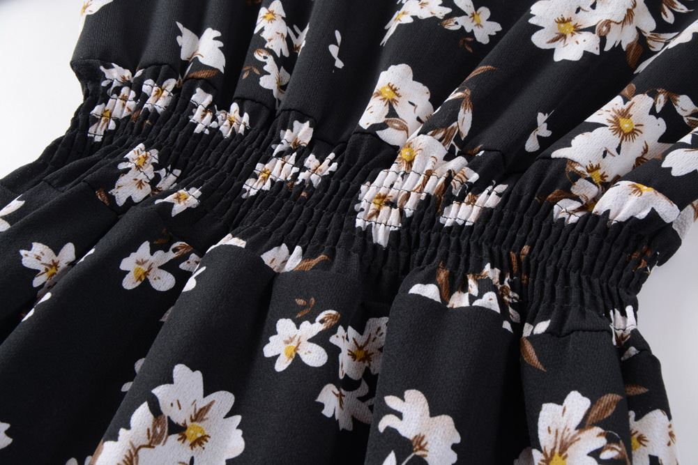 sd-16983 dress-black and white flower